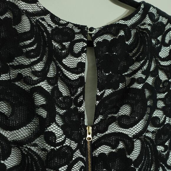 The limited Womens Sheath Dress Floral Lace Sleeveless Black White Size 10 - Picture 9 of 10